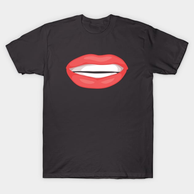 Smiling Red Lips T-Shirt by azziella